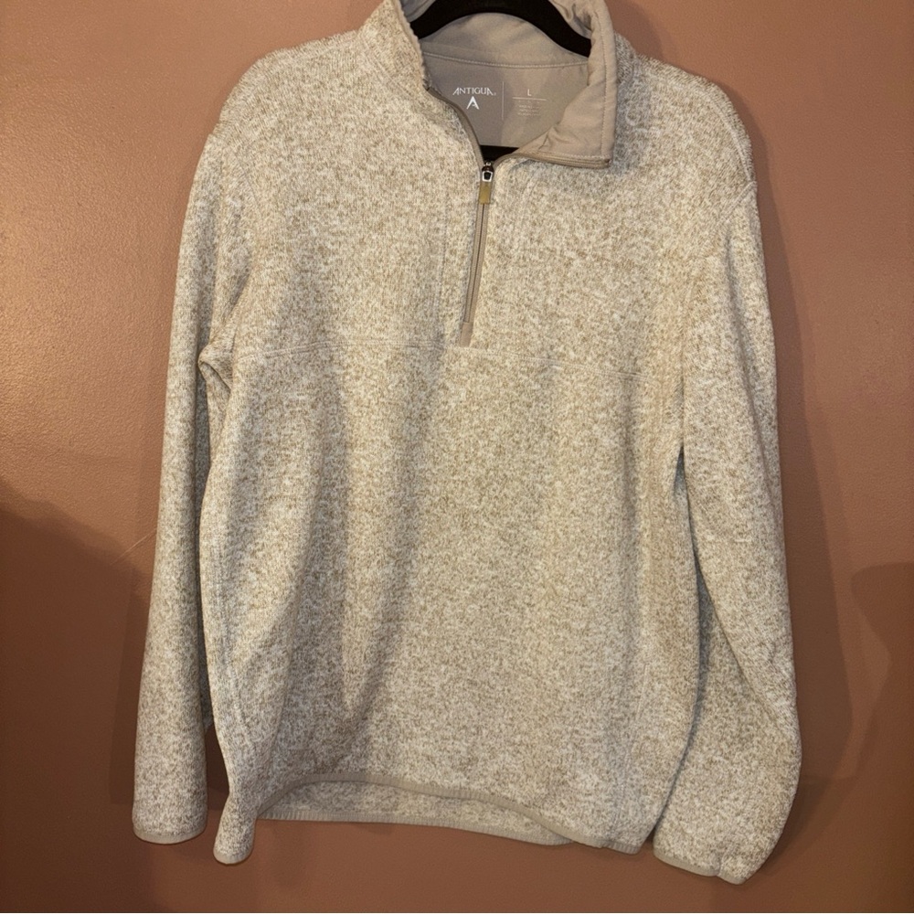 Antigua Mens Large Fleece 1/4 Zip Pullover Sweatshirt